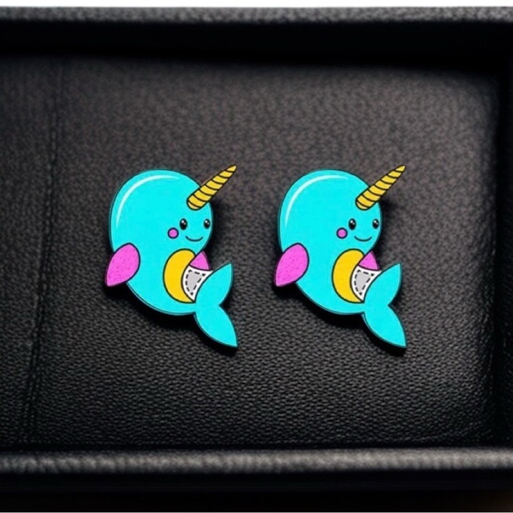 Whimsical Narwhal Studs: Dive into Adorable Handmade Jewelry! NWT Stud Earrings